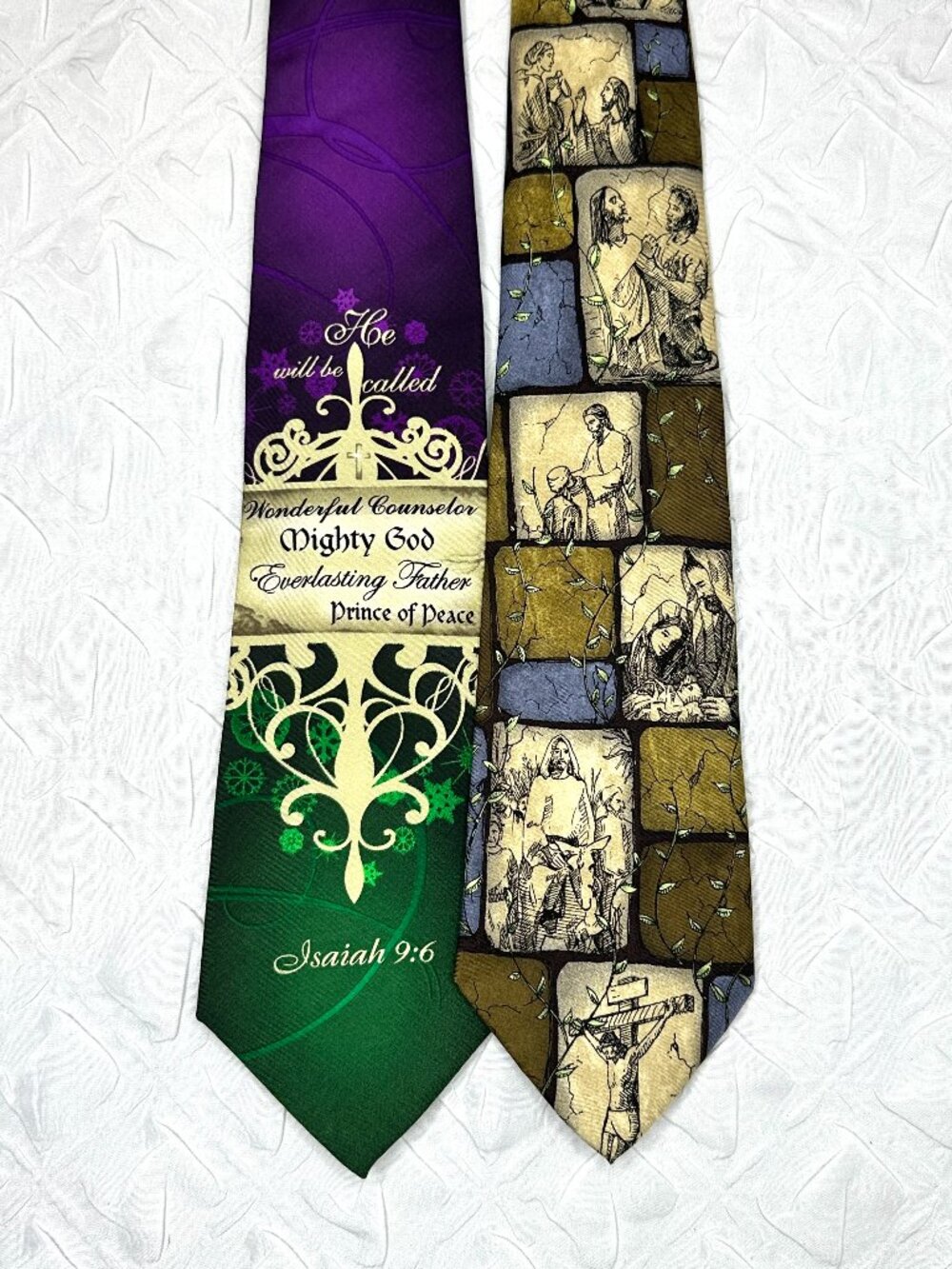 Lot of 2 Eagles Wings Faith-based 100% Silk Ties Religious Bible Pastor Faith